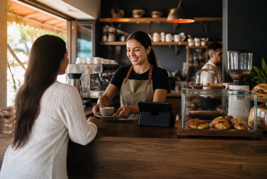 Illustrative coffee shops business scene