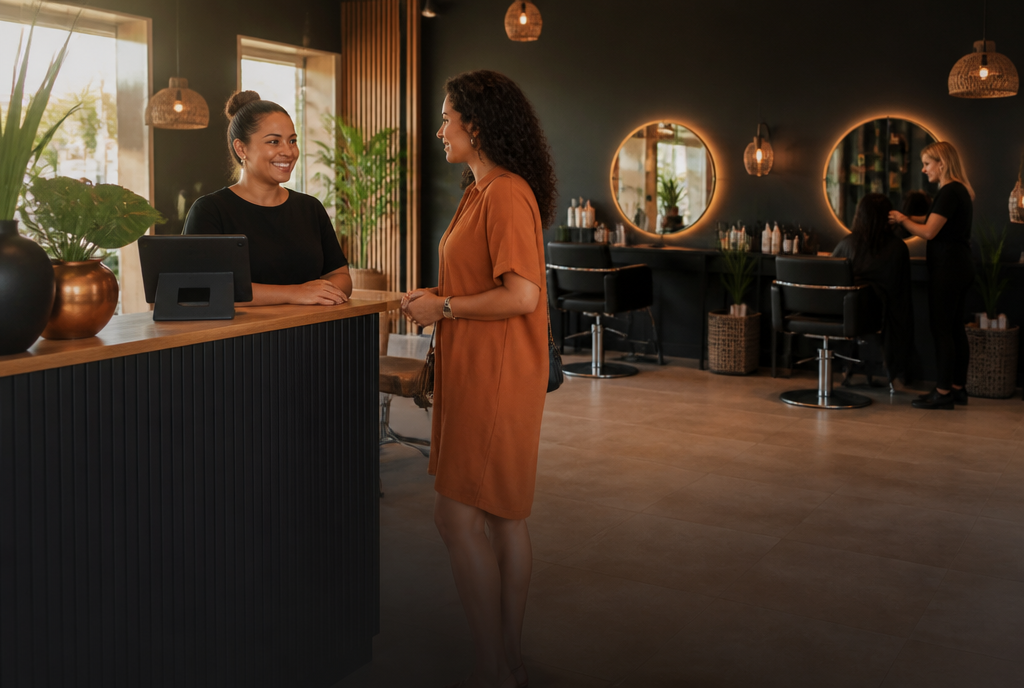 Illustrative beauty salons business scene